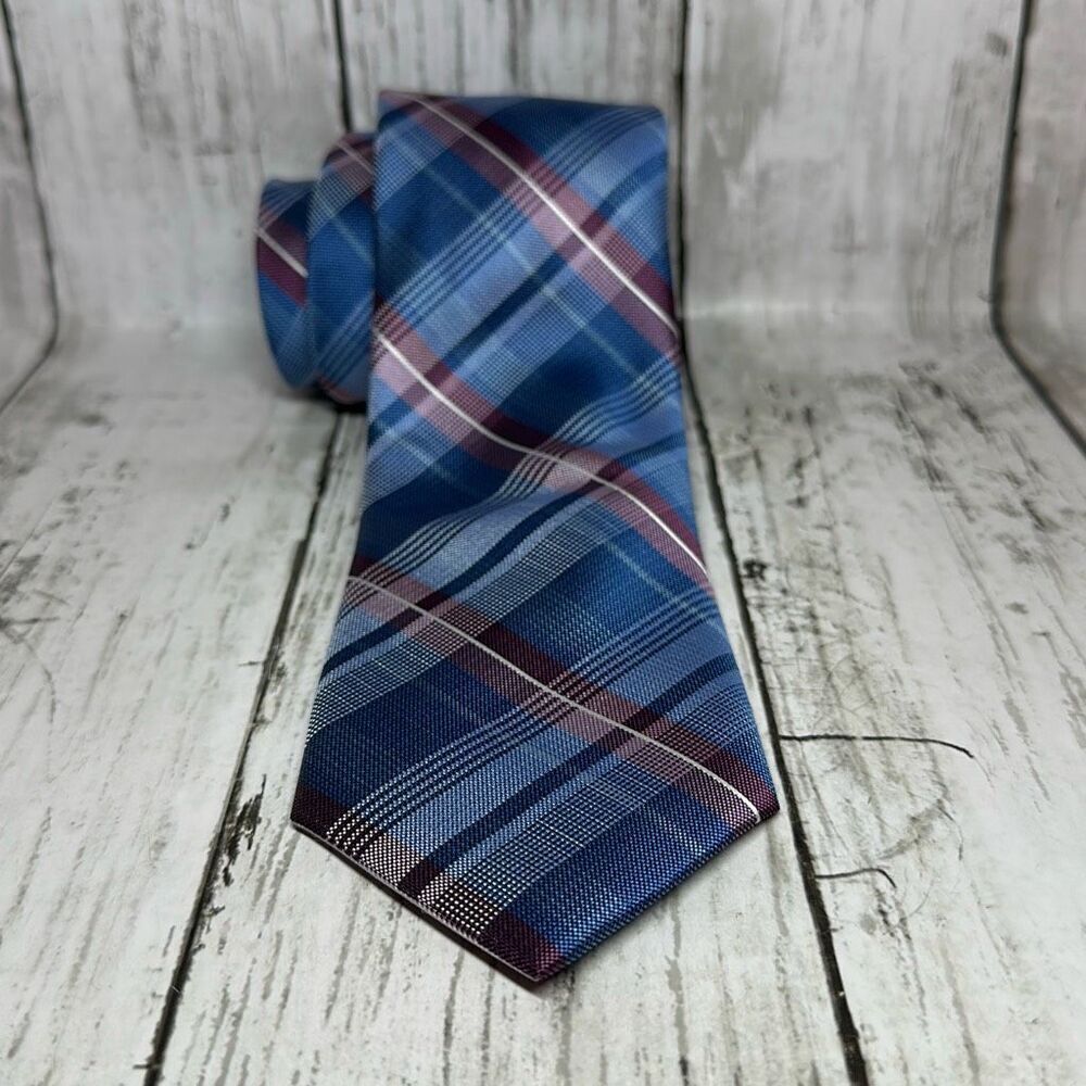 Michael Kors Blue and Pink Patterned Tie Polyester Lyocell